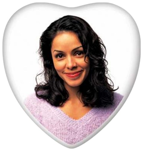 Example ceramic photograph memorial - heart shaped portrait of a woman